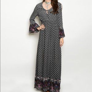 Love Riche Long Sleeve Boho Maxi Dress Sz M